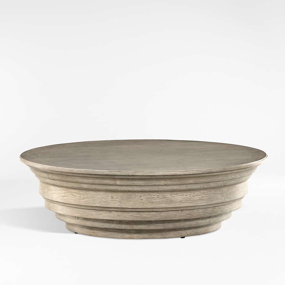 Weathered Blonde Oak Round Coffee Table with Solid Pine Base
