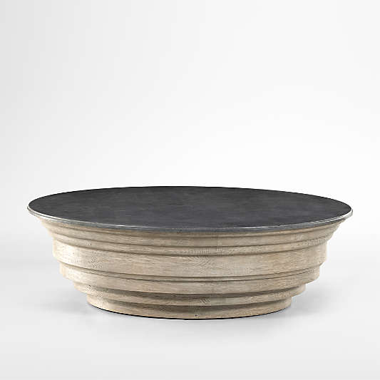 Joanne Round Bluestone and Wood Coffee Table