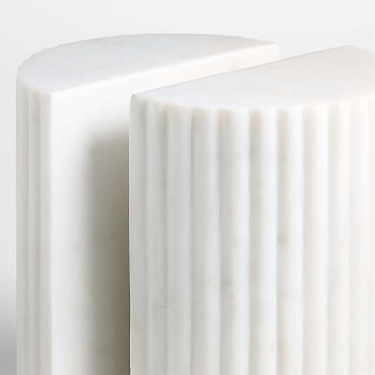 Jolie White Marble Bookends, Set of 2