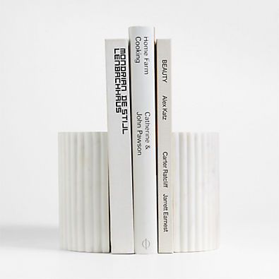 View Jolie White Marble Bookends, Set of 2 details