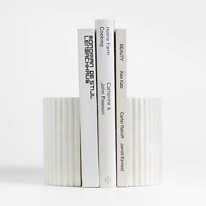 Jolie White Marble Bookends, Set of 2