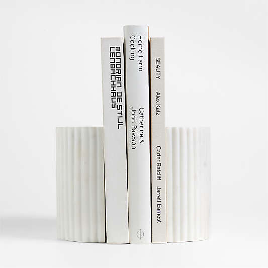 Jolie White Marble Bookends, Set of 2