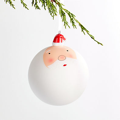 View Jolly Santa Ball Christmas Tree Ornament with Ceramic Hat details