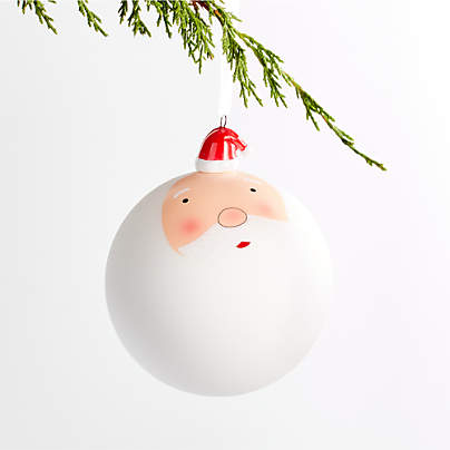 Jolly Santa Ball Christmas Tree Ornament with Ceramic Hat