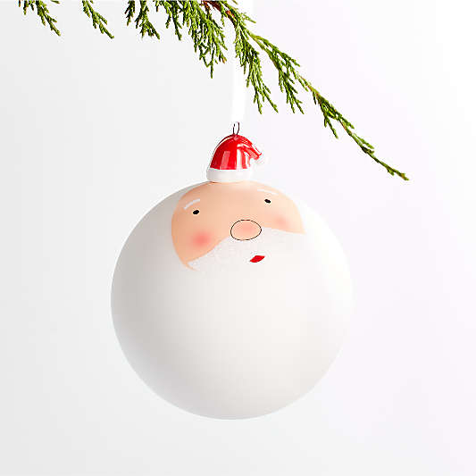 Jolly Santa Ball Christmas Tree Ornament with Ceramic Hat