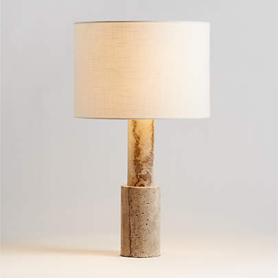 Jorgen Silver Travertine Table Lamp 28"