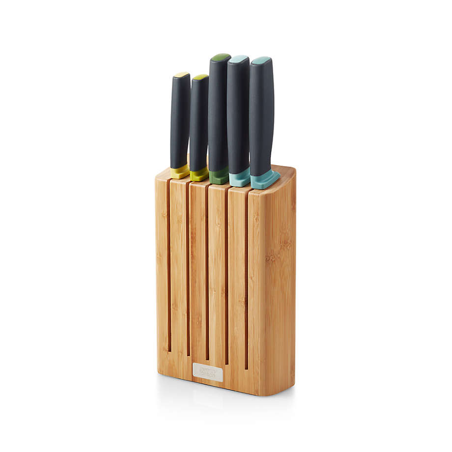 Joseph Joseph 6-Piece Elevate Knife Set with Bamboo Wood Block +