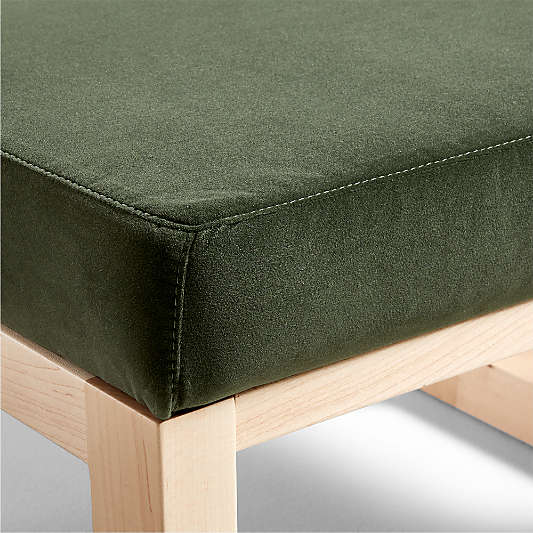 Joya Moss Velvet Nursery Ottoman with Maple Base