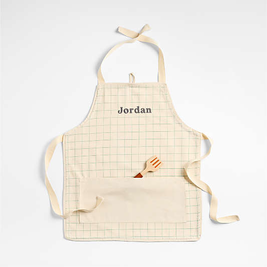 Green Grid Kids Chef Apron