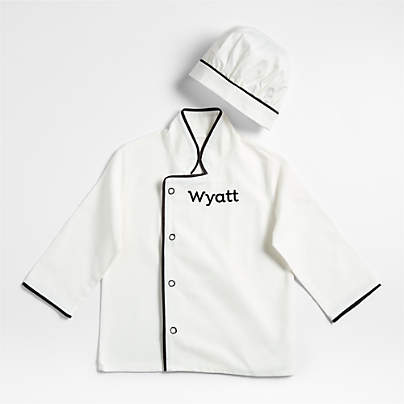Black and White Kids Chef Coat and Hat Set