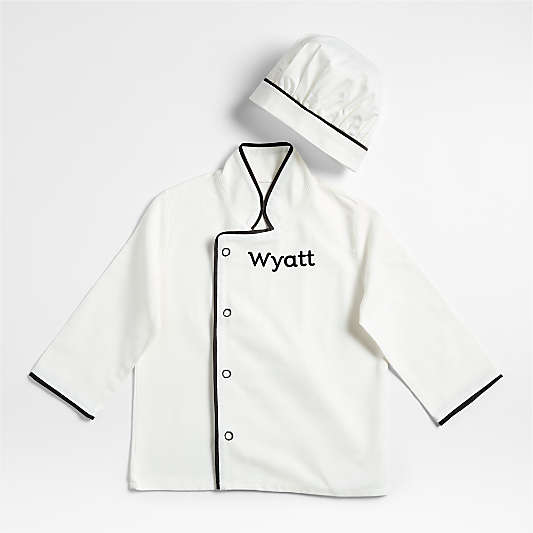 Black and White Kids Chef Coat and Hat Set