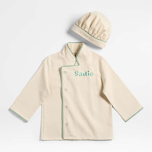 Natural and Green Kids Chef Coat and Hat Set