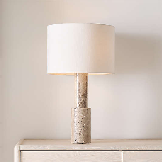 Jorgen Silver Travertine Table Lamp 28"