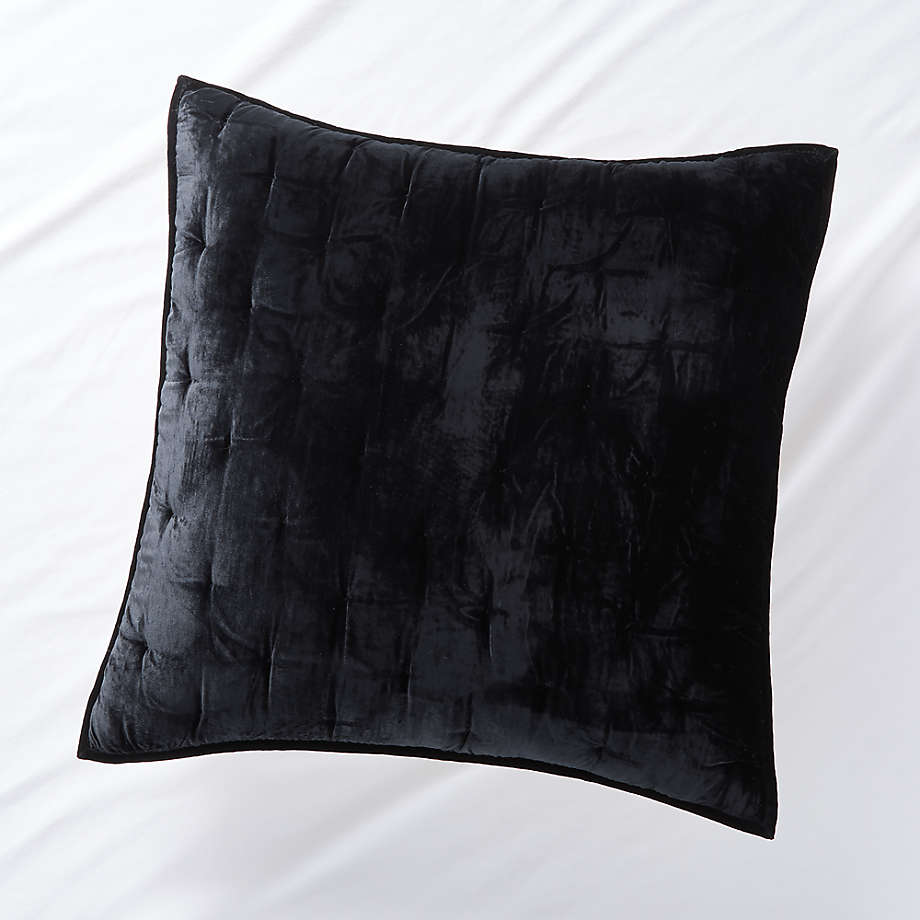 Juliet Black Velvet Euro Sham + Reviews Crate & Barrel