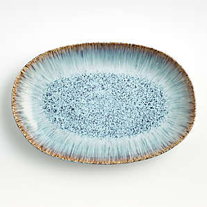 Oval Ceramic Serving Platter-Pottery Plate-Stoneware Server-Tableware-Handmade-Pearl Green Glaze
