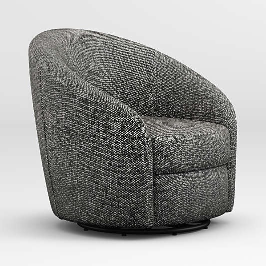 June Black Upholstered Nursery Swivel Glider Chair