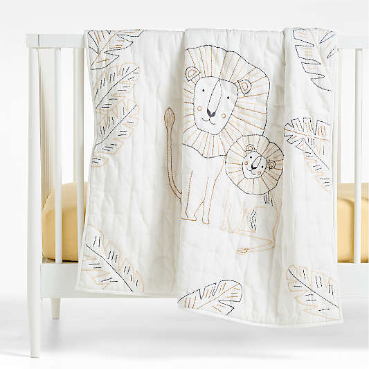 Jungle Lion Organic Cotton Baby Crib Quilt