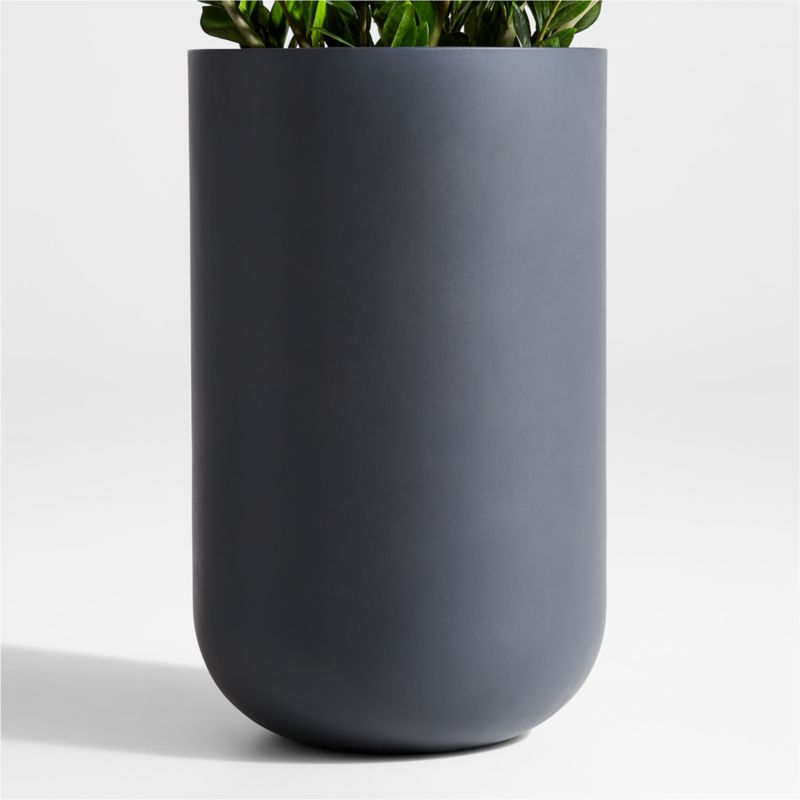 Junio Tall Round Dark Grey Planter 18 1 Reviews Crate Barrel Canada   JunioPlanterGreyTallNrrwSSS23