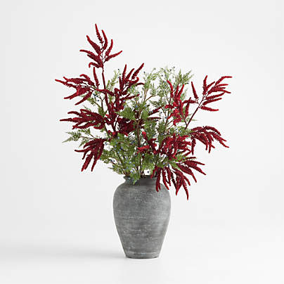Faux Juniper Berry and Red Amaranthus Stem Bundle