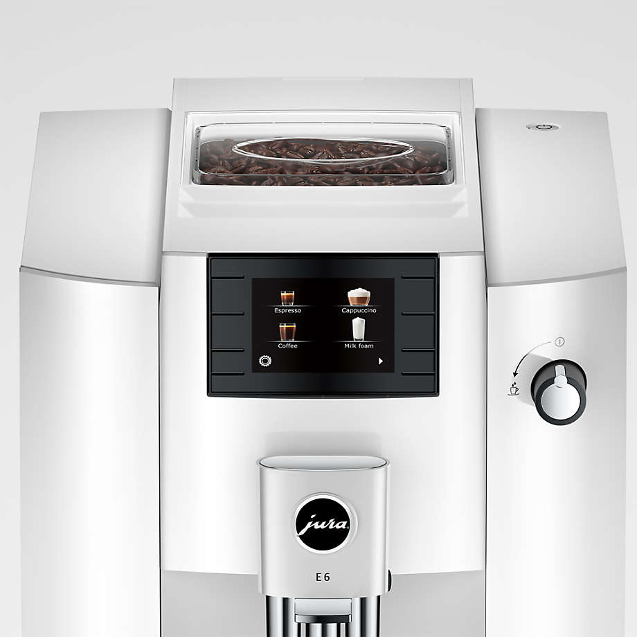 JURA E6 Piano White Espresso Machine + Reviews | Crate & Barrel