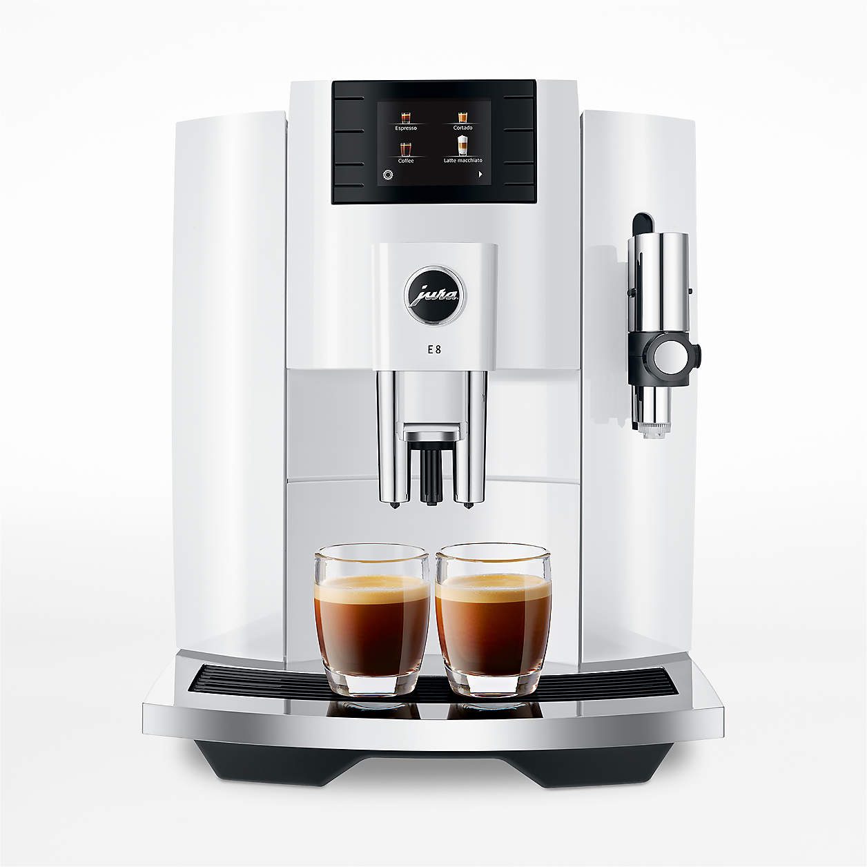 JURA E8 Piano White Espresso Machine + Reviews | Crate & Barrel