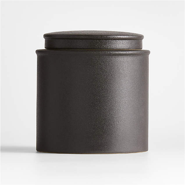 Ribbed Black Glass Canister Large + Reviews Crate & Barrel