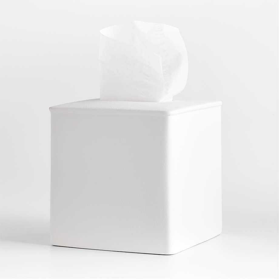 Cube Tissue Box Cover White with Black Trim - Pacific Connections