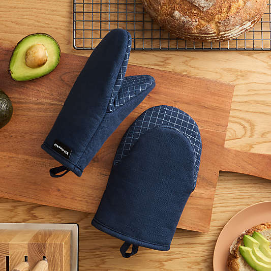 KitchenAid Gourmet Series Ink Blue Gridlines 2-Pack Mini Mitt Set