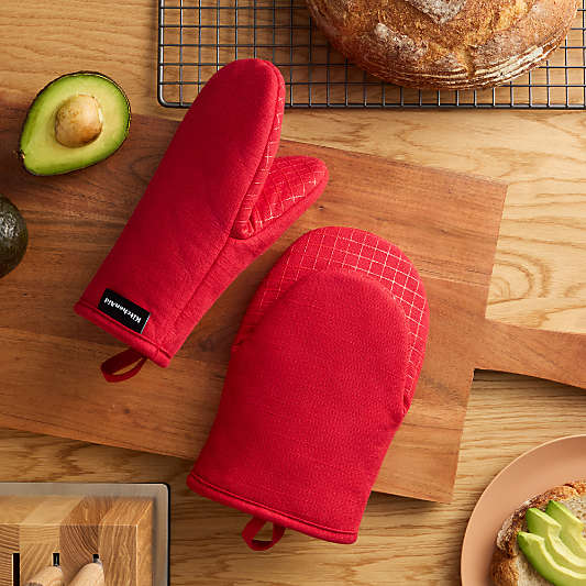 KitchenAid Gourmet Series Passion Red Gridlines 2-Pack Mini Mitt Set