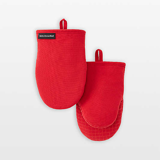 KitchenAid Gourmet Series Passion Red Gridlines 2-Pack Mini Mitt Set