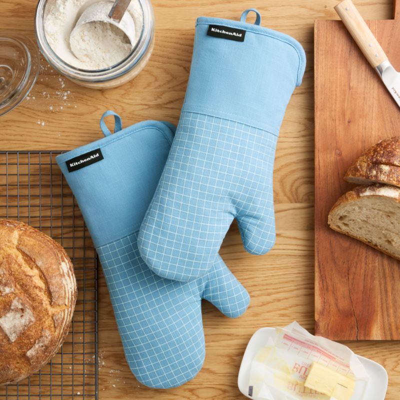 KitchenAid Gourmet Series Blue Velvet Gridlines 2-Pack Oven Mitt Set - image 1 of 4
