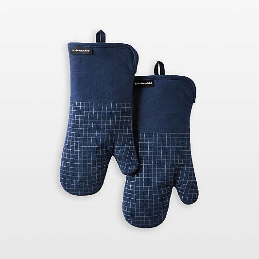 KitchenAid Gourmet Series Ink Blue Gridlines 2-Pack Oven Mitt Set