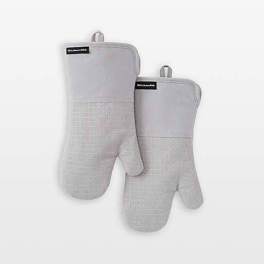 KitchenAid Gourmet Series Grey Gridlines 2-Pack Oven Mitt Set