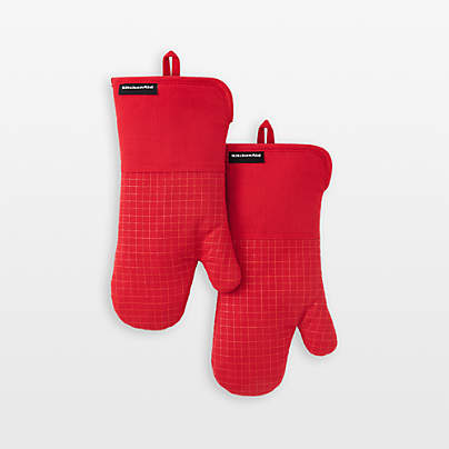 KitchenAid Gourmet Series Passion Red Gridlines 2-Pack Oven Mitt Set