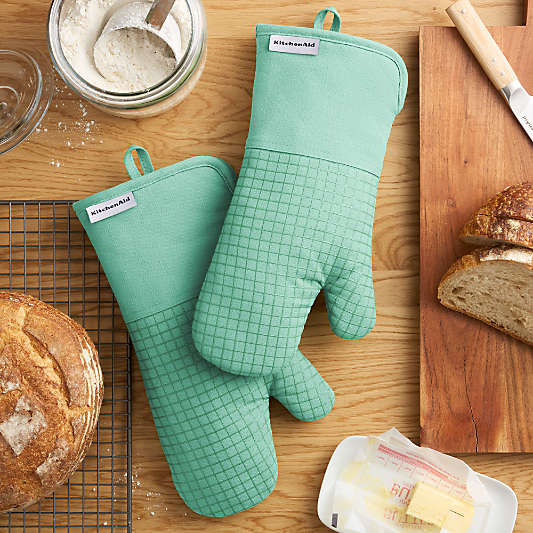 KitchenAid Gourmet Series Spearmint Gridlines 2-Pack Oven Mitt Set