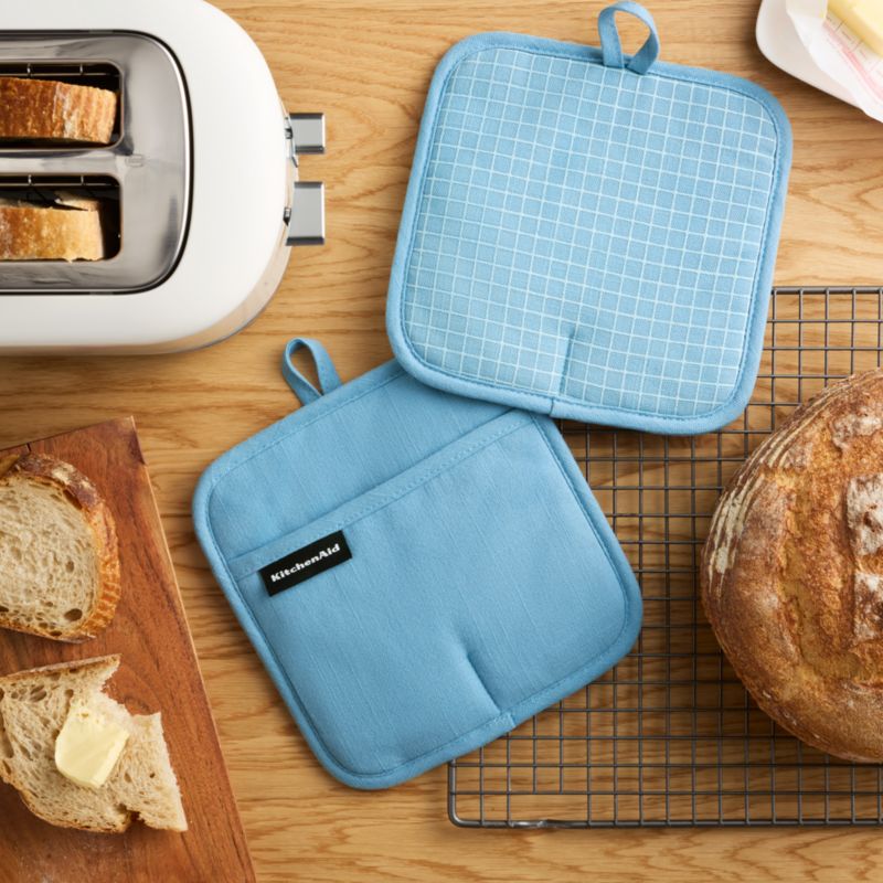 KitchenAid Gourmet Series Blue Velvet Gridlines 2-Pack Potholder Set - image 1 of 4