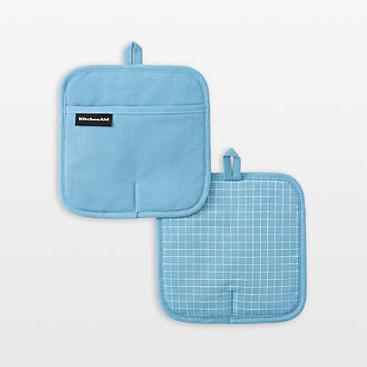 KitchenAid Gourmet Series Blue Velvet Gridlines 2-Pack Potholder Set