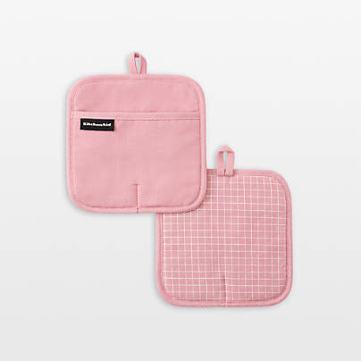 KitchenAid Gourmet Series Dried Rose Gridlines 2-Pack Potholder Set