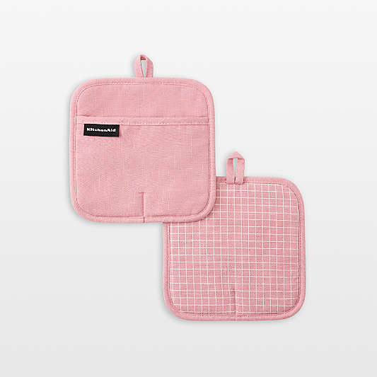 KitchenAid Gourmet Series Dried Rose Gridlines 2-Pack Potholder Set
