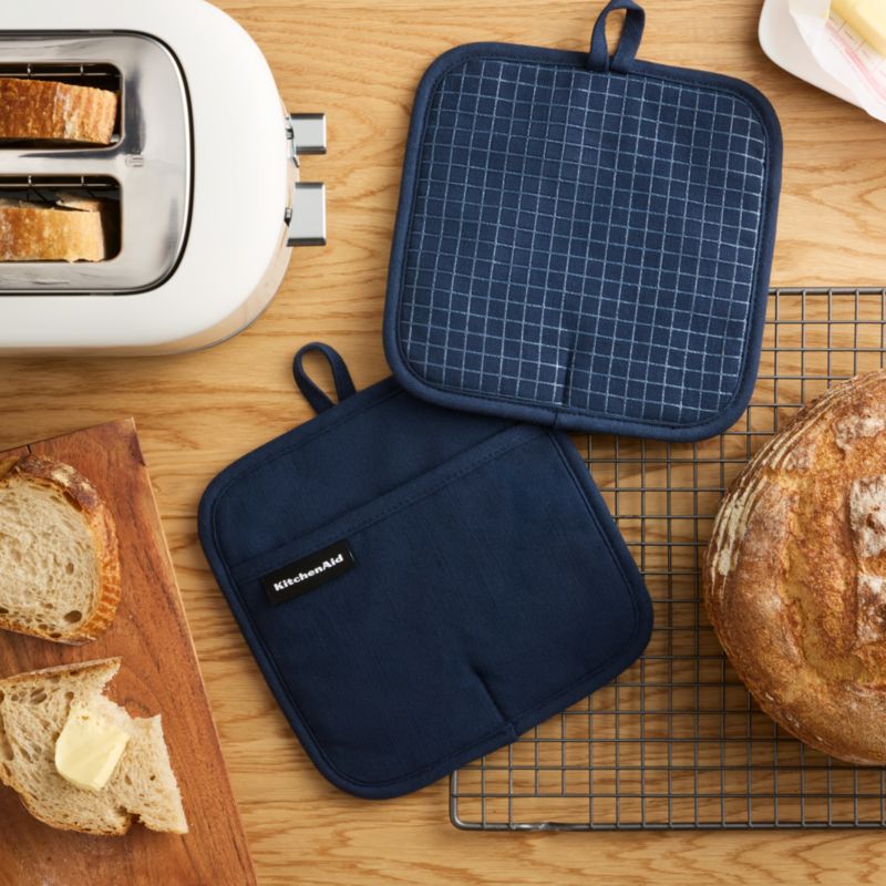 KitchenAid Gourmet Series Ink Blue Gridlines 2-Pack Potholder Set - image 1 of 4