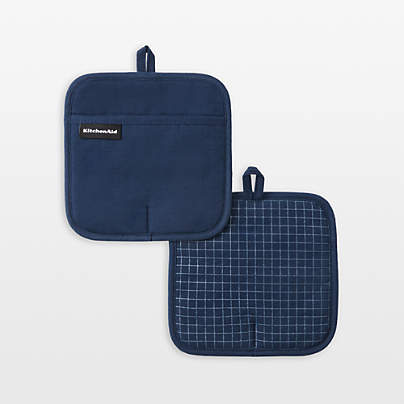 KitchenAid Gourmet Series Ink Blue Gridlines 2-Pack Potholder Set