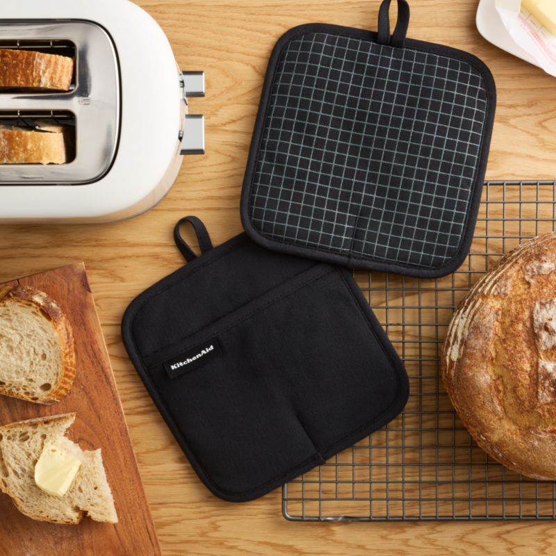 KitchenAid Gourmet Series Black Gridlines 2-Pack Potholder Set - image 1 of 4