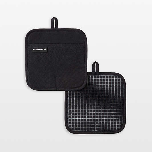 KitchenAid Gourmet Series Black Gridlines 2-Pack Potholder Set