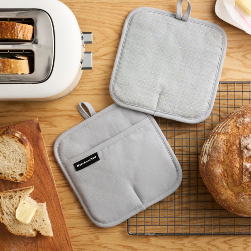 KitchenAid Gourmet Series Grey Gridlines 2-Pack Potholder Set - image 1 of 4