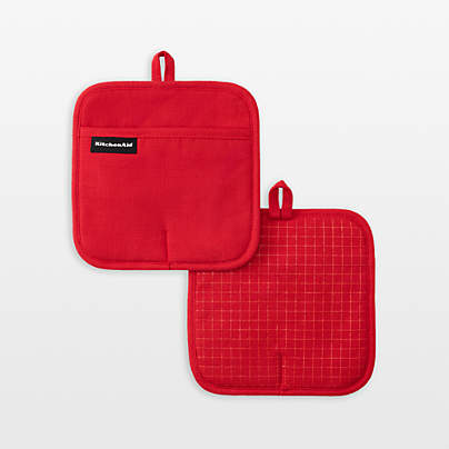 KitchenAid Gourmet Series Passion Red Gridlines 2-Pack Potholder Set