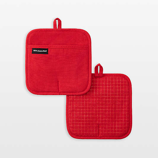 KitchenAid Gourmet Series Passion Red Gridlines 2-Pack Potholder Set