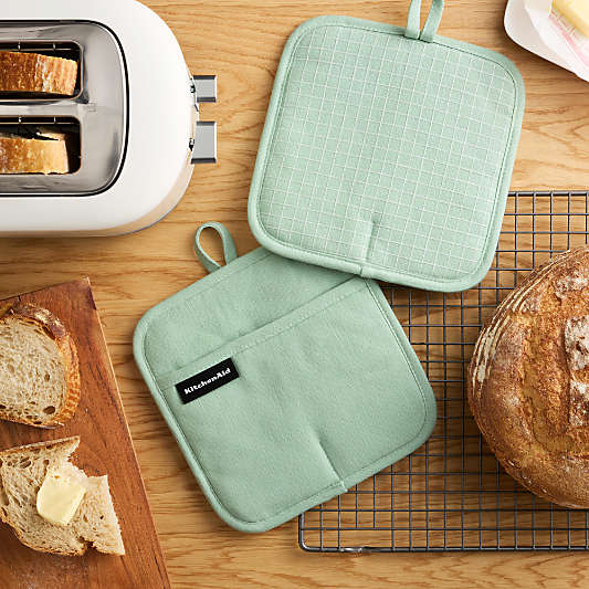 KitchenAid Gourmet Series Pistachio Gridlines 2-Pack Potholder Set
