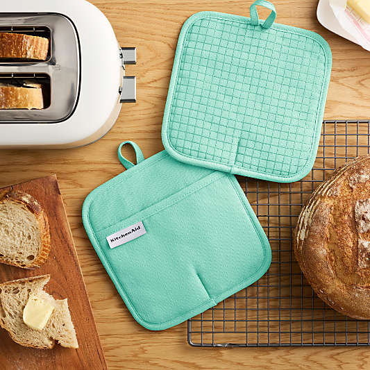 KitchenAid Gourmet Series Spearmint Gridlines 2-Pack Potholder Set