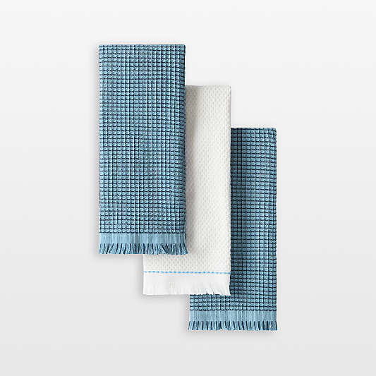 KitchenAid Gourmet Series Blue Velvet Gridlines 3-Pack Kitchen Towel Set