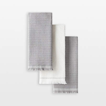 KitchenAid Gourmet Series Grey Gridlines 3-Pack Kitchen Towel Set
